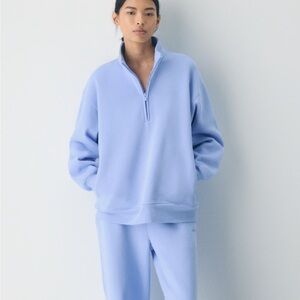 Aritzia Purple Boyfriend Fit Quarter-Zip Sweater SweatFleece Cozy Fleece